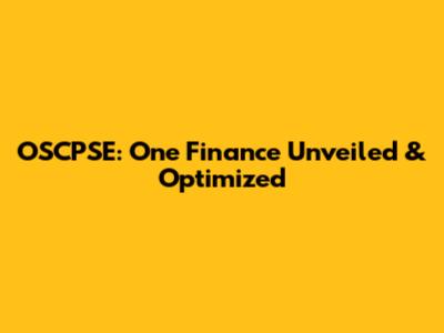 OSCPSE: One Finance Unveiled & Optimized